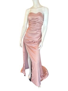 Chicsew Lauren Strapless Satin Gown Dusty Rose Size 10 NWT